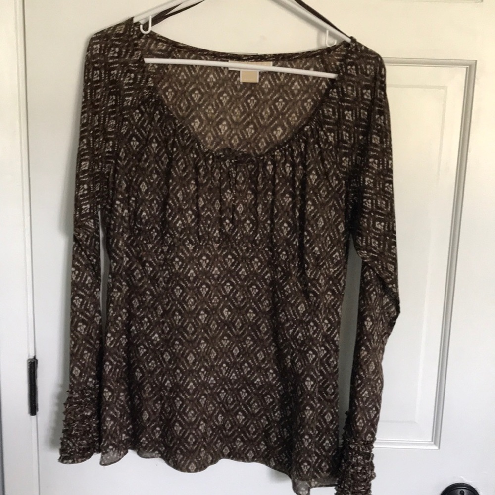 Michael Kors long sleeve top with ruffled sleeves